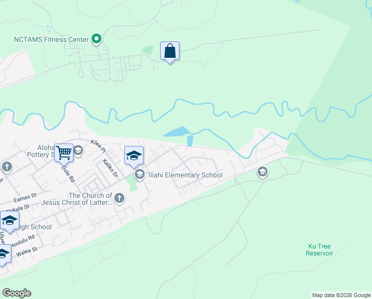map of restaurants, bars, coffee shops, grocery stores, and more near 2206D California Ave in Wahiawa