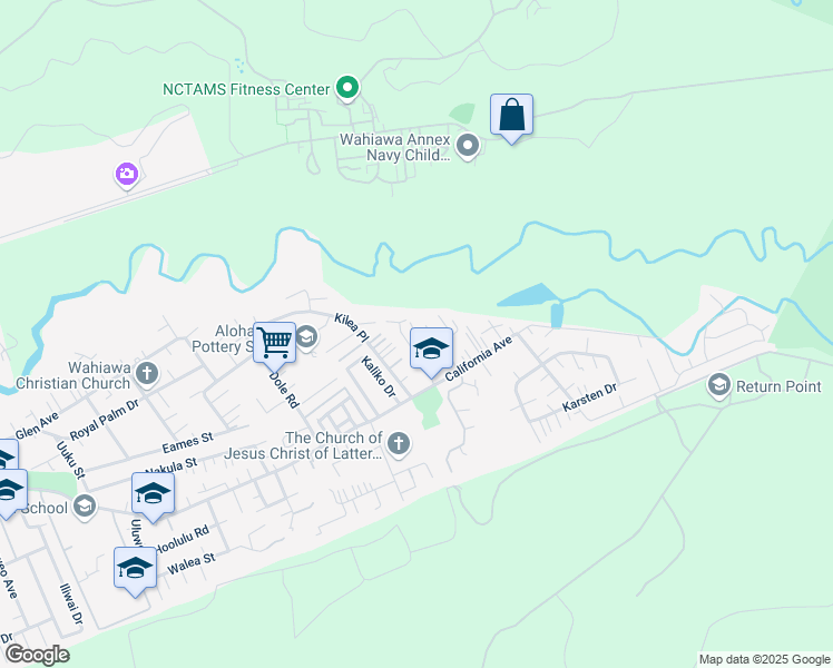map of restaurants, bars, coffee shops, grocery stores, and more near 2056 Puu Place in Wahiawa