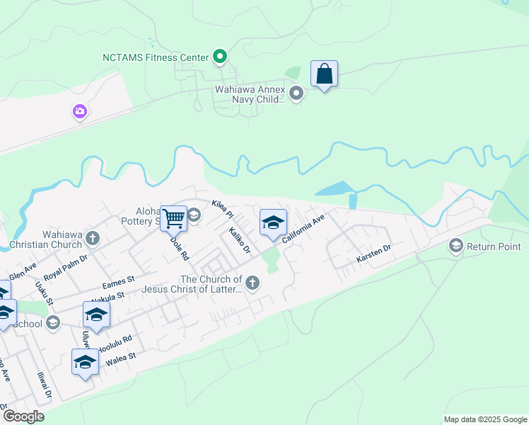 map of restaurants, bars, coffee shops, grocery stores, and more near 2056 Puu Place in Wahiawa