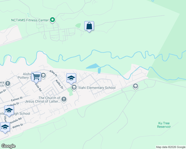 map of restaurants, bars, coffee shops, grocery stores, and more near 2206D California Avenue in Wahiawa
