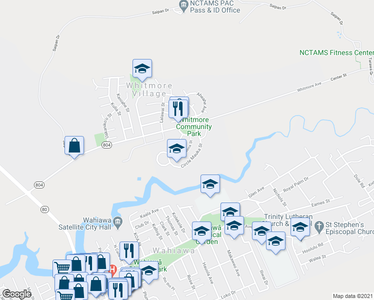 map of restaurants, bars, coffee shops, grocery stores, and more near 239 Waena Street in Wahiawa