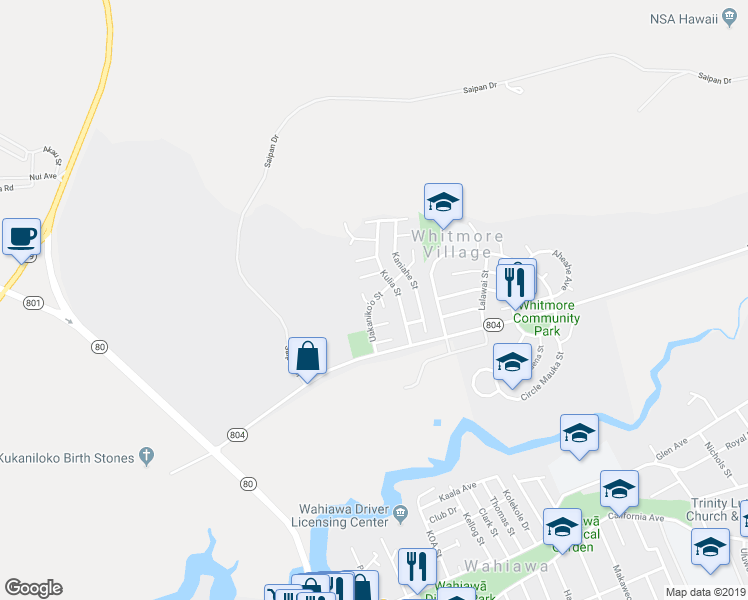 map of restaurants, bars, coffee shops, grocery stores, and more near in Wahiawa