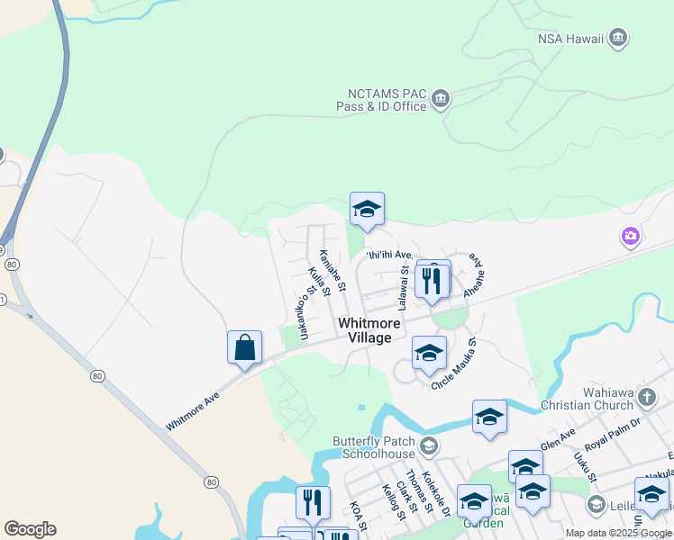 map of restaurants, bars, coffee shops, grocery stores, and more near 594 Kaniahe Street in Wahiawa