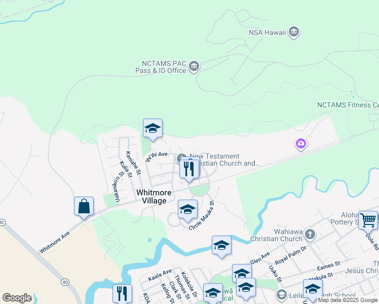 map of restaurants, bars, coffee shops, grocery stores, and more near 1142 ‘Ihi‘ihi Avenue in Wahiawa