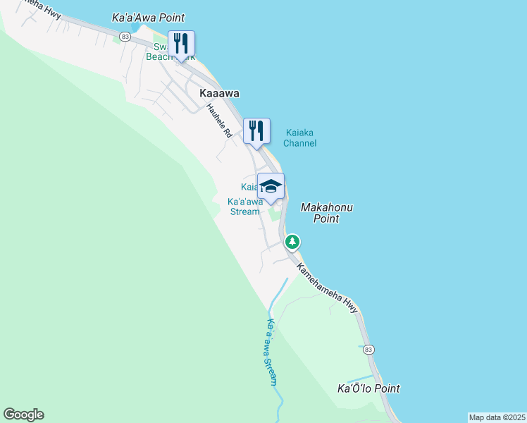 map of restaurants, bars, coffee shops, grocery stores, and more near 51-283 Kekio Road in Honolulu