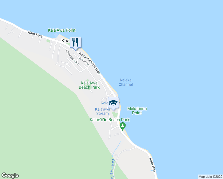 map of restaurants, bars, coffee shops, grocery stores, and more near in Kaaawa