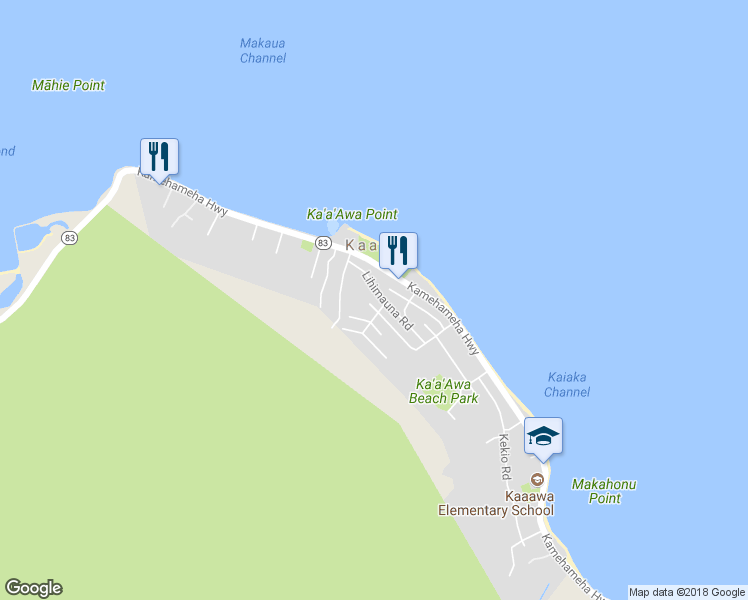 map of restaurants, bars, coffee shops, grocery stores, and more near 51-448 Lihimauna Road in Kaaawa