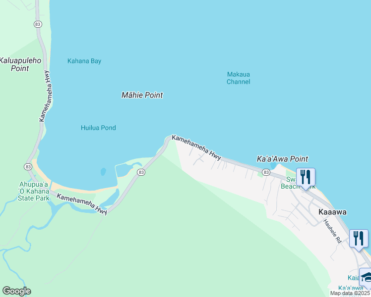 map of restaurants, bars, coffee shops, grocery stores, and more near 51-666 Kamehameha Highway in Kaaawa