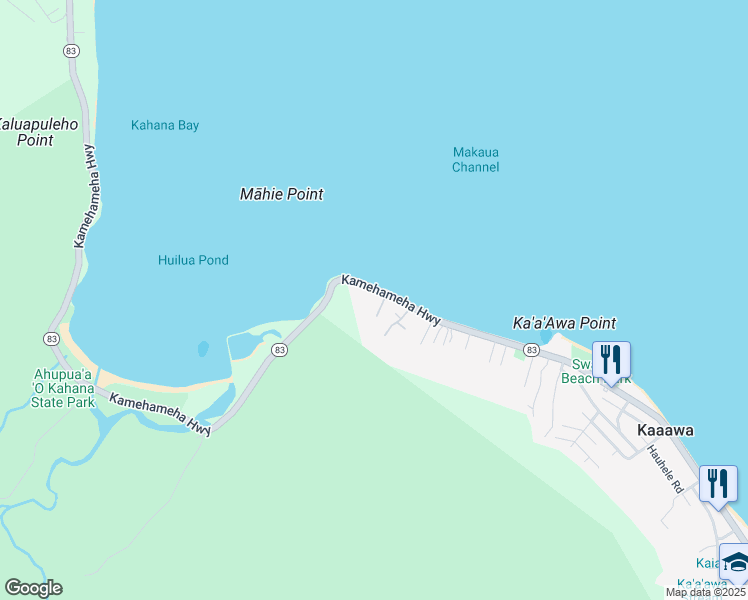 map of restaurants, bars, coffee shops, grocery stores, and more near 51-666 Kamehameha Highway in Kaaawa