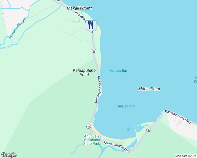 map of restaurants, bars, coffee shops, grocery stores, and more near 53-31 Kamehameha Highway in Hauula