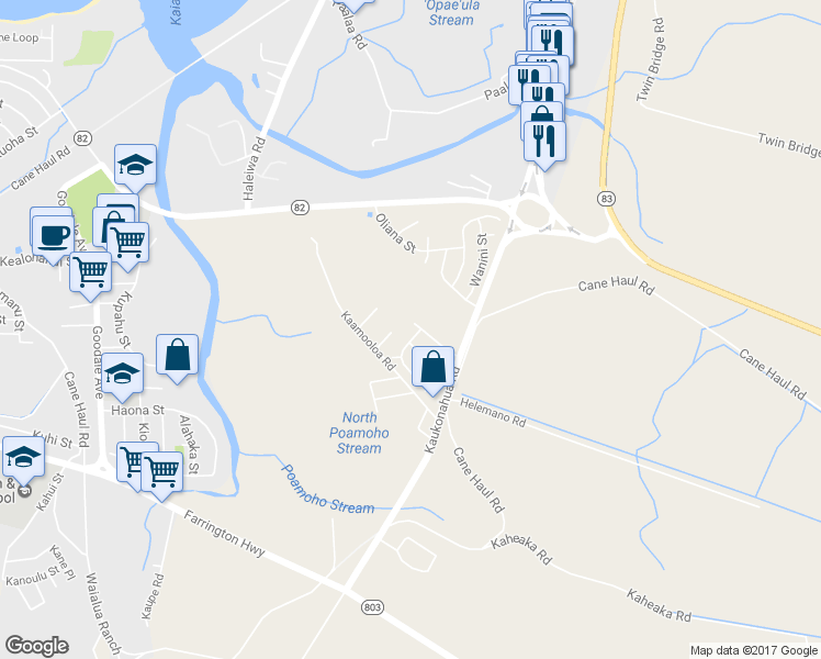 map of restaurants, bars, coffee shops, grocery stores, and more near 66-918 Paahihi Street in Waialua