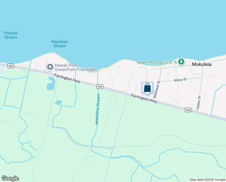 map of restaurants, bars, coffee shops, grocery stores, and more near 68-434 Farrington Highway in Waialua