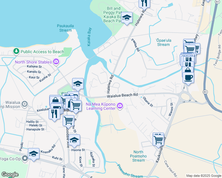 map of restaurants, bars, coffee shops, grocery stores, and more near in Haleiwa