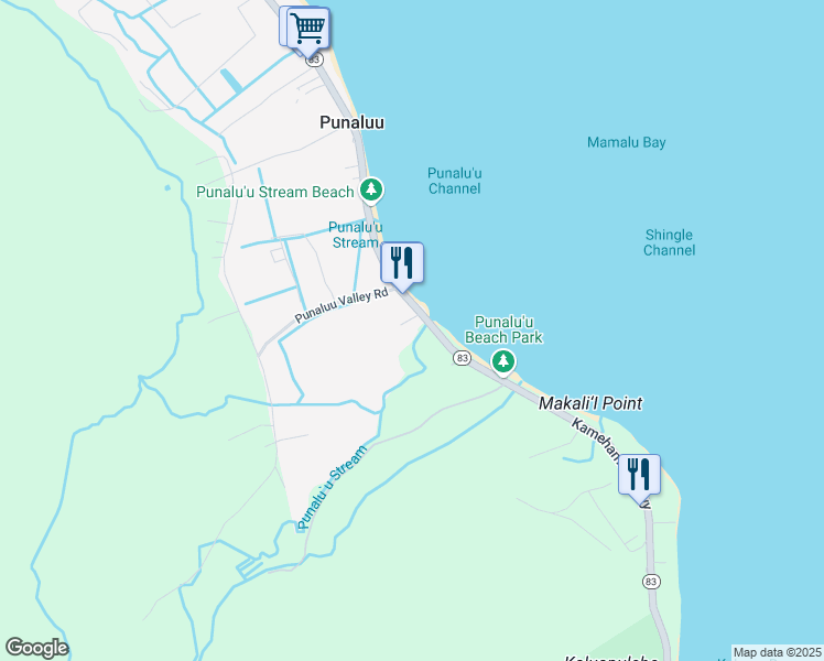 map of restaurants, bars, coffee shops, grocery stores, and more near 53-346 Kamehameha Highway in Hauula