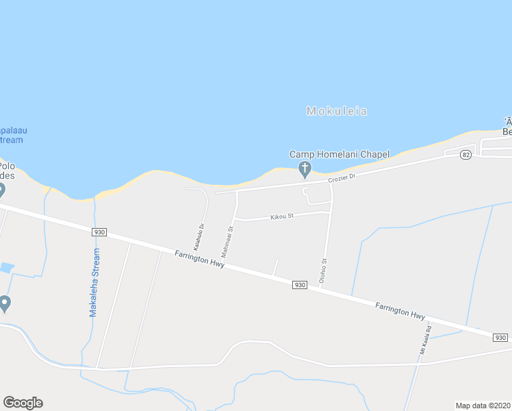 map of restaurants, bars, coffee shops, grocery stores, and more near 68-415 Kikou Street in Waialua