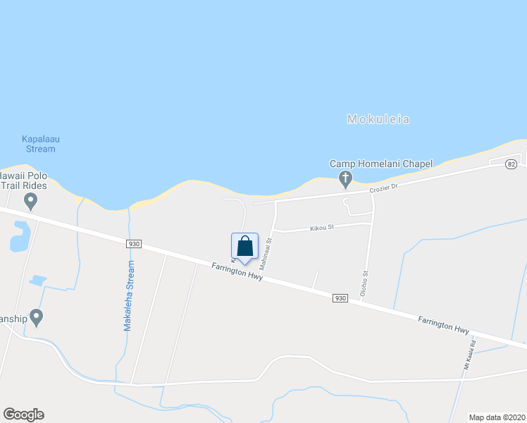 map of restaurants, bars, coffee shops, grocery stores, and more near 68-217 Mahinaai Street in Waialua