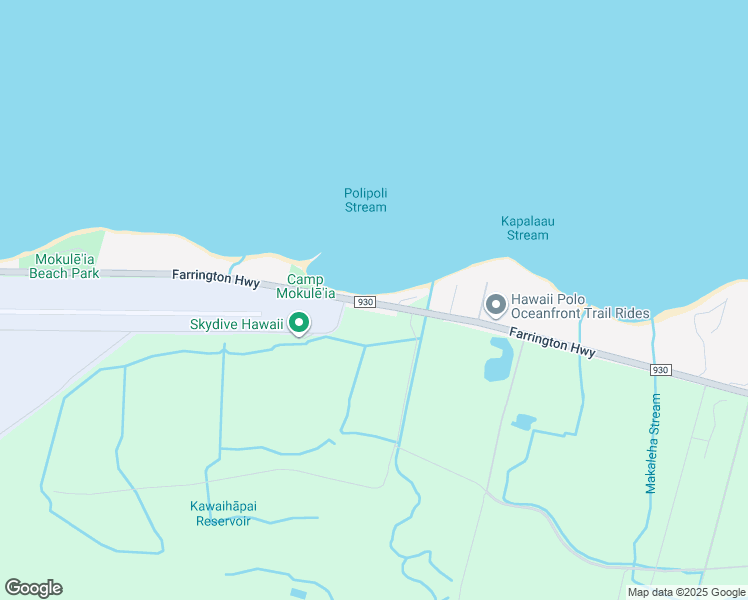 map of restaurants, bars, coffee shops, grocery stores, and more near 68-697 Farrington Highway in Waialua