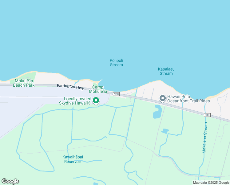 map of restaurants, bars, coffee shops, grocery stores, and more near 68-697 Farrington Highway in Waialua