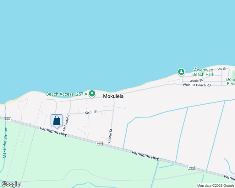 map of restaurants, bars, coffee shops, grocery stores, and more near 68-489 Crozier Drive in Waialua