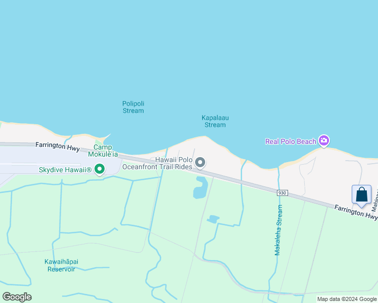 map of restaurants, bars, coffee shops, grocery stores, and more near 68-615 Farrington Highway in Waialua