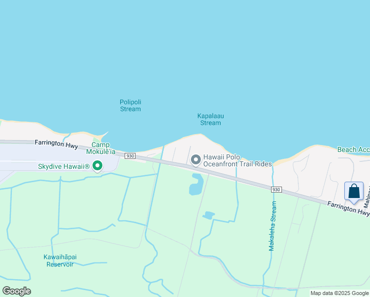 map of restaurants, bars, coffee shops, grocery stores, and more near 68-615 Farrington Highway in Waialua