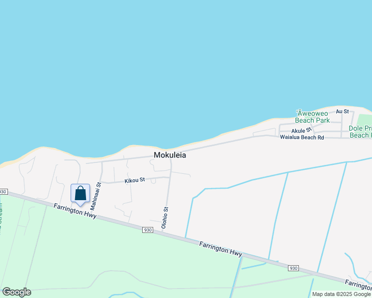 map of restaurants, bars, coffee shops, grocery stores, and more near 68-489 Crozier Drive in Waialua