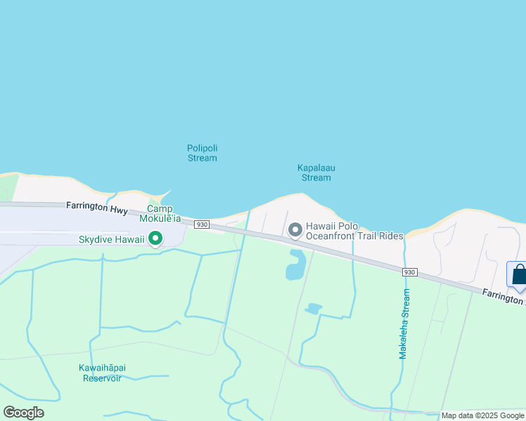 map of restaurants, bars, coffee shops, grocery stores, and more near 68-17 Laau Paina Place in Waialua