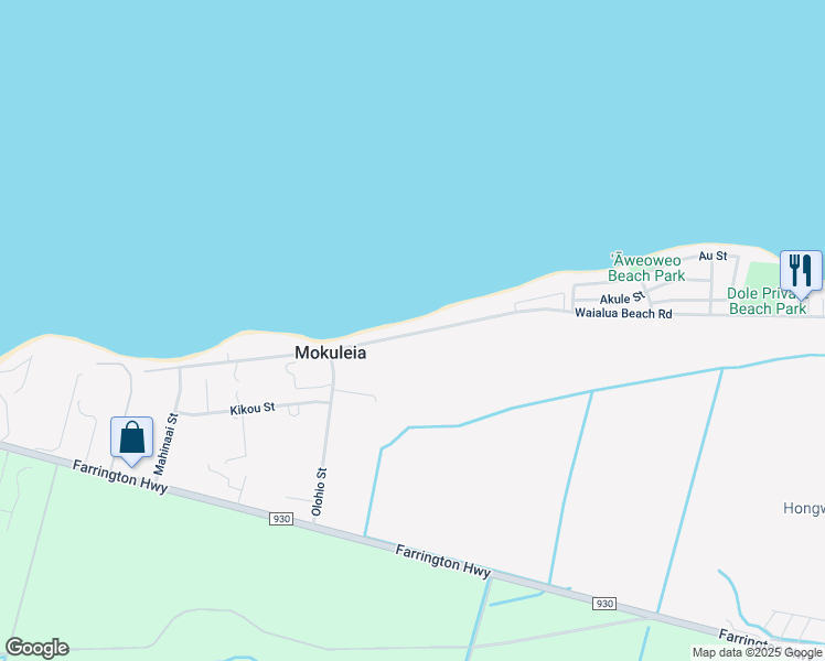 map of restaurants, bars, coffee shops, grocery stores, and more near 68-474 Crozier Drive in Waialua