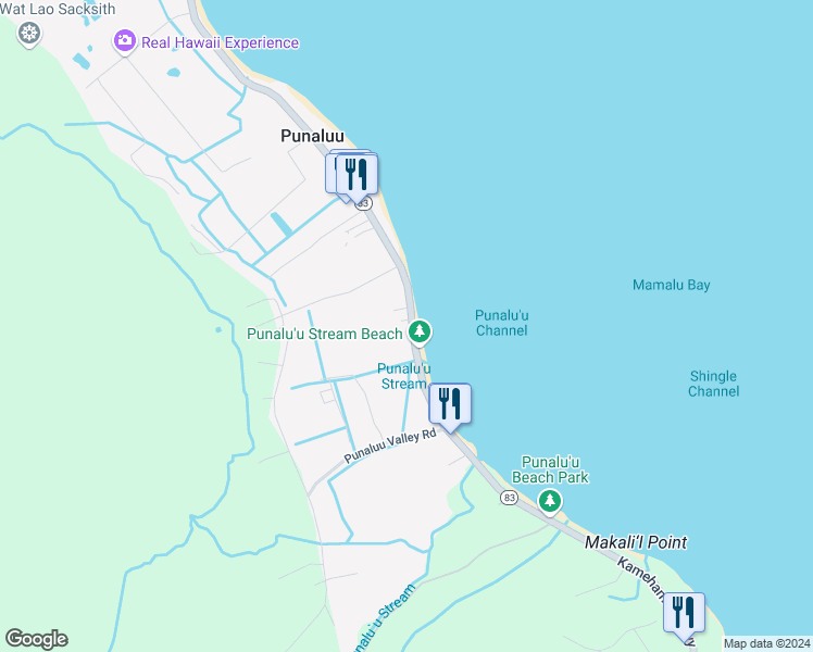 map of restaurants, bars, coffee shops, grocery stores, and more near 53-442 Kamehameha Highway in Hauula
