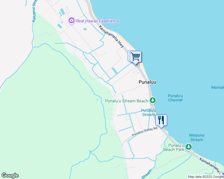 map of restaurants, bars, coffee shops, grocery stores, and more near 53-490 Kamehameha Highway in Hauula