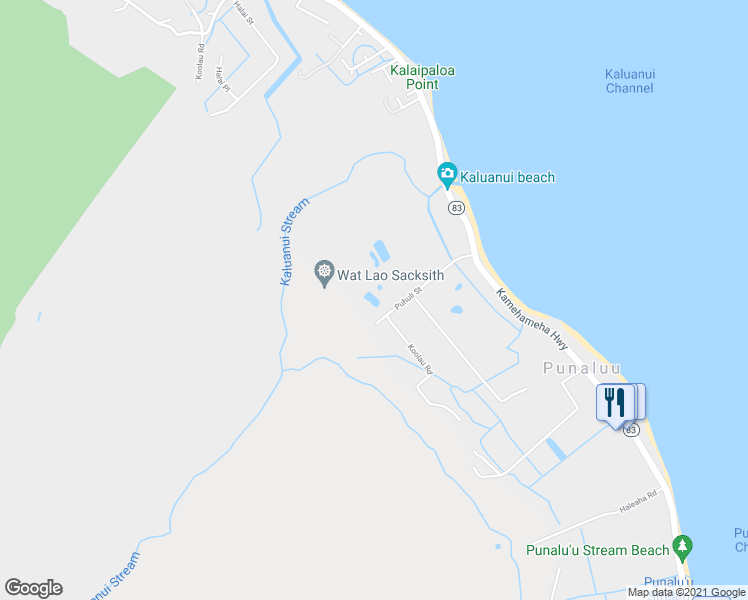 map of restaurants, bars, coffee shops, grocery stores, and more near 53-64 Puhuli Street in Hauula