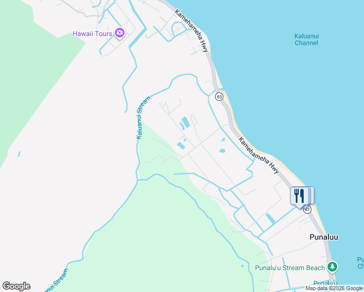 map of restaurants, bars, coffee shops, grocery stores, and more near 53-64 Puhuli Street in Hauula