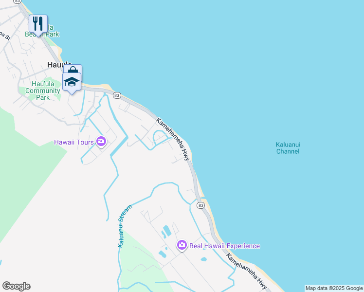 map of restaurants, bars, coffee shops, grocery stores, and more near 53-851 Kamehameha Highway in Hauula