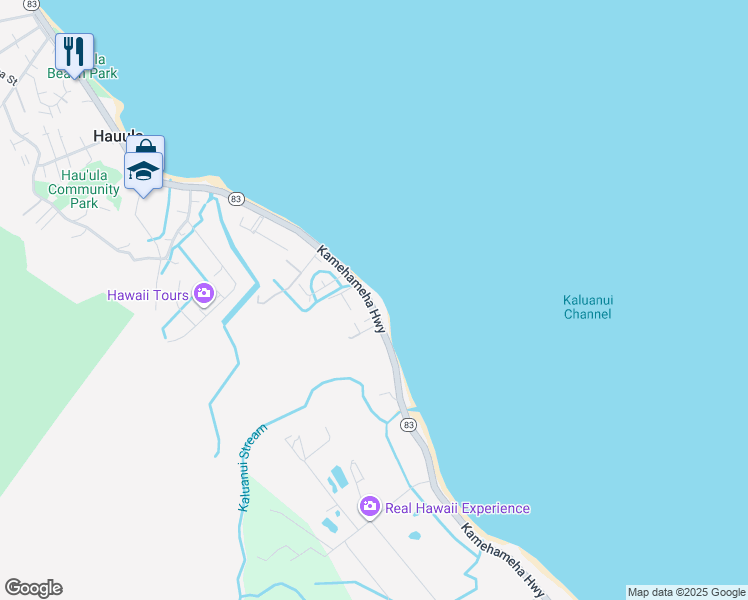 map of restaurants, bars, coffee shops, grocery stores, and more near 53-851 Kamehameha Highway in Hauula
