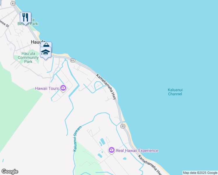 map of restaurants, bars, coffee shops, grocery stores, and more near 53-866 Kamehameha Highway in Hauula