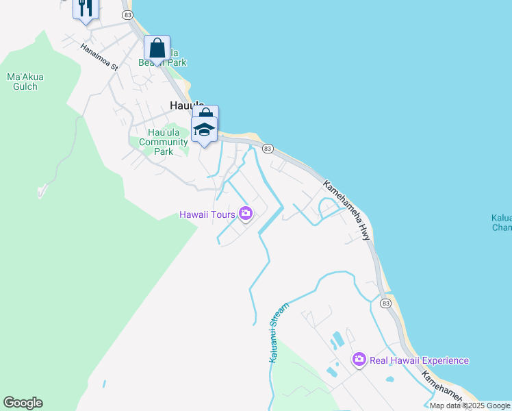 map of restaurants, bars, coffee shops, grocery stores, and more near 53-075 Halai Street in Hauula