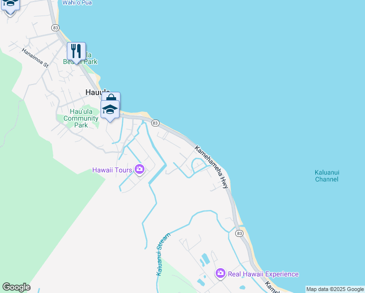 map of restaurants, bars, coffee shops, grocery stores, and more near 53-14G Makao Road in Hauula