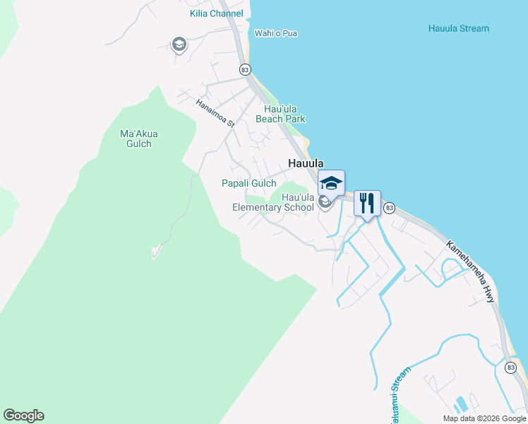 map of restaurants, bars, coffee shops, grocery stores, and more near 54-170 Hauula Homestead Road in Hauula