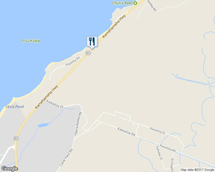 map of restaurants, bars, coffee shops, grocery stores, and more near 62-196 Kawailoa Drive in Haleiwa