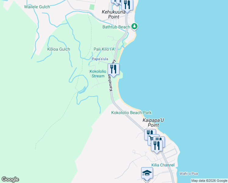 map of restaurants, bars, coffee shops, grocery stores, and more near 55-131 Kamehameha Highway in Laie