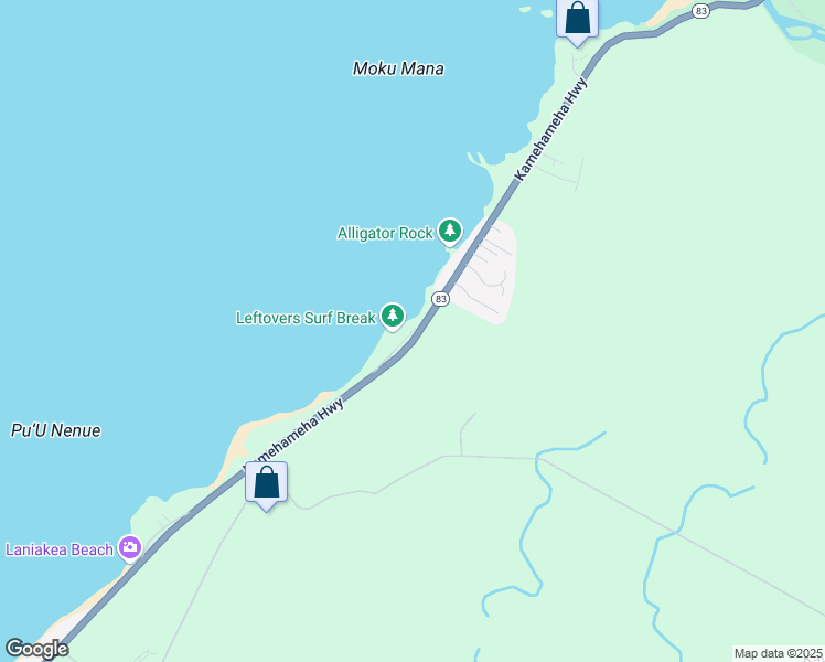 map of restaurants, bars, coffee shops, grocery stores, and more near 61-351 Kamehameha Highway in Haleiwa