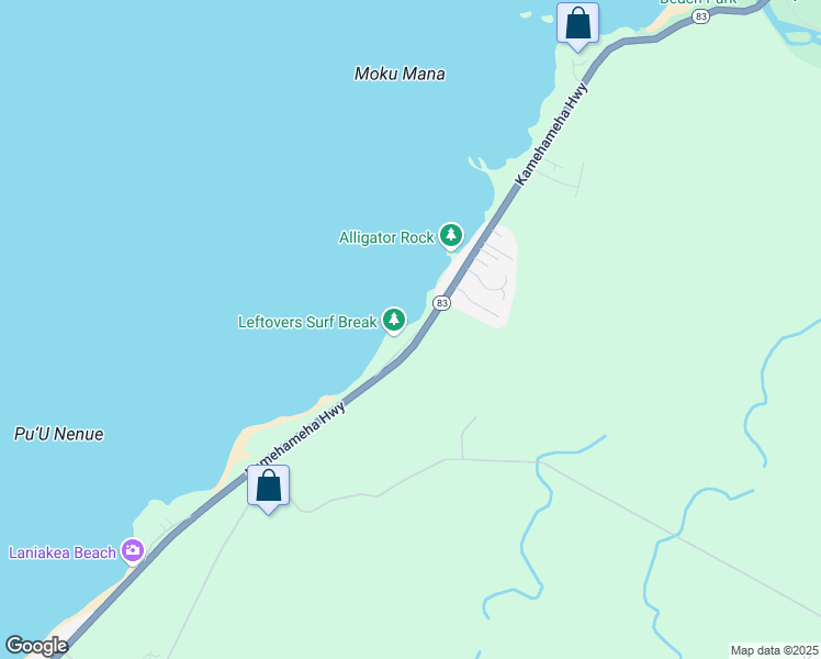 map of restaurants, bars, coffee shops, grocery stores, and more near 61-351 Kamehameha Highway in Haleiwa