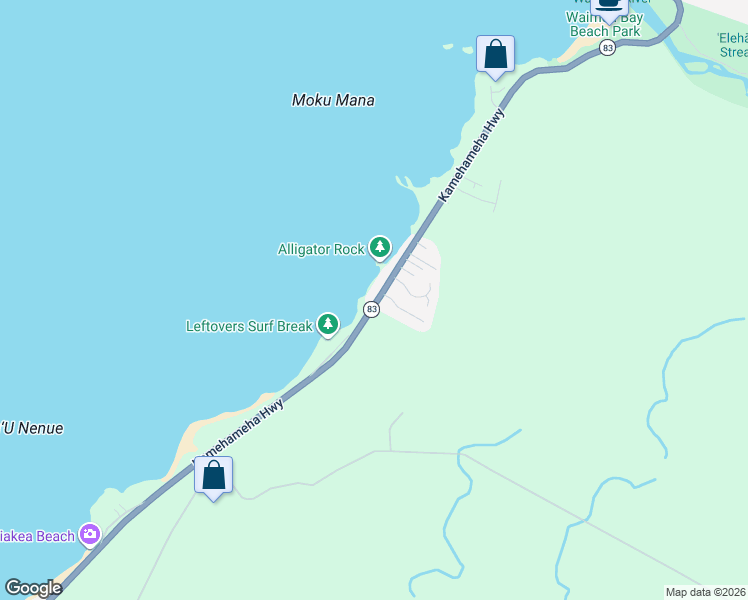 map of restaurants, bars, coffee shops, grocery stores, and more near 61314 Kamehameha Highway in Haleiwa