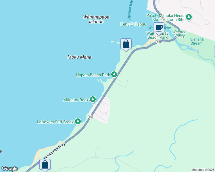 map of restaurants, bars, coffee shops, grocery stores, and more near 61-237 Kamehameha Highway in Haleiwa