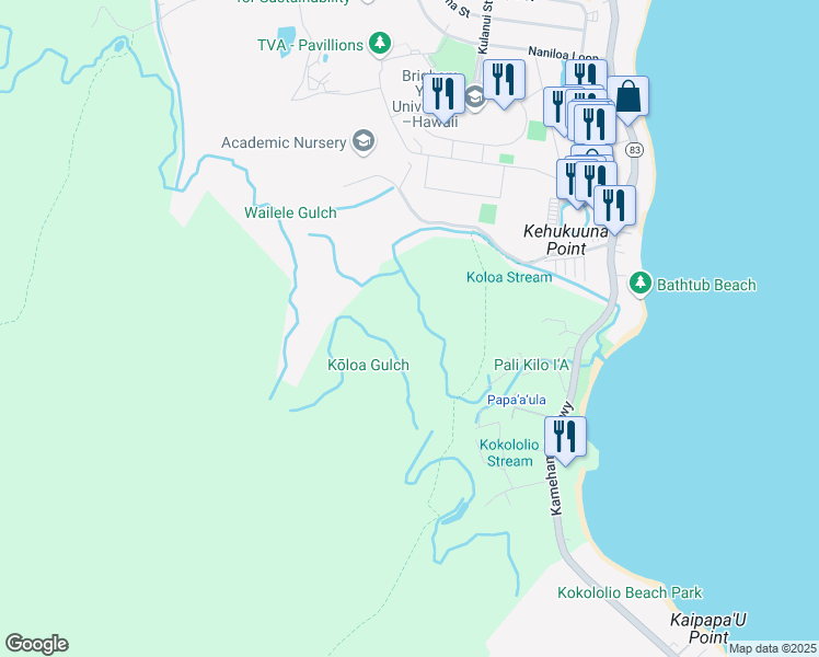 map of restaurants, bars, coffee shops, grocery stores, and more near 55-110 Kamehameha Hwy in Laie