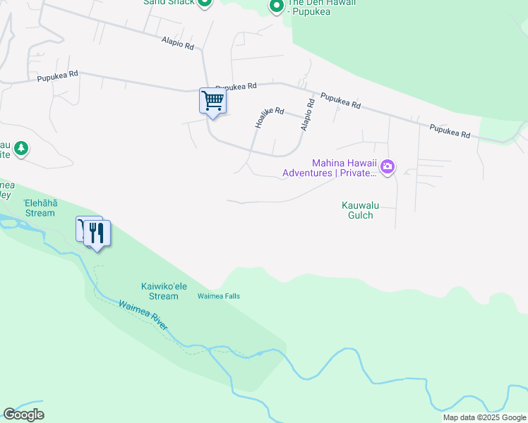 map of restaurants, bars, coffee shops, grocery stores, and more near 59-505 Akanoho Place in Haleiwa