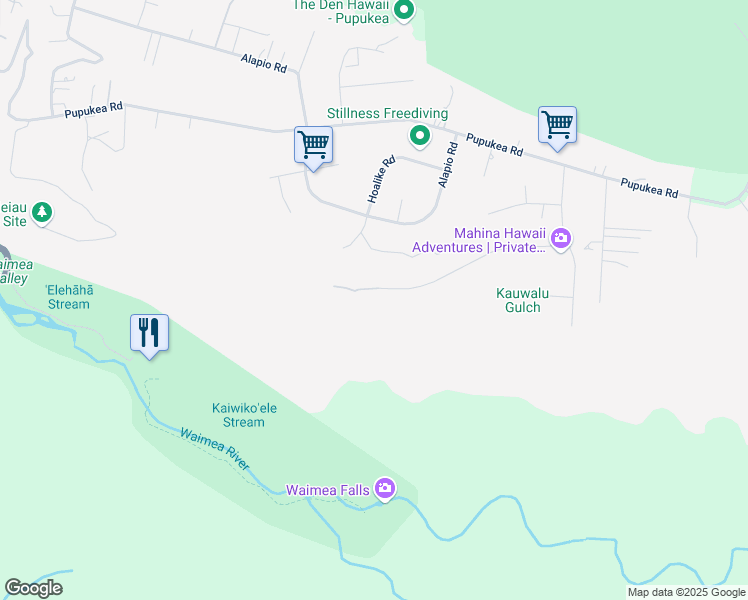 map of restaurants, bars, coffee shops, grocery stores, and more near 59-505 Akanoho Place in Haleiwa