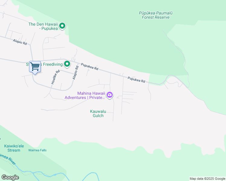 map of restaurants, bars, coffee shops, grocery stores, and more near 59-727 Kanalani Place in Haleiwa