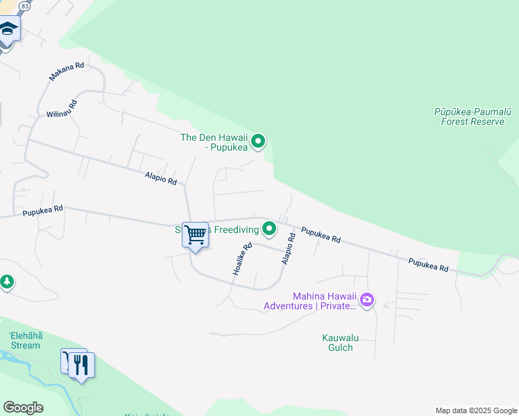 map of restaurants, bars, coffee shops, grocery stores, and more near 59-496 Pupukea Road in Haleiwa