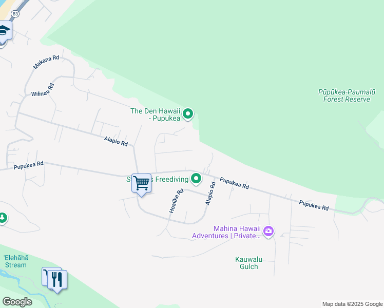 map of restaurants, bars, coffee shops, grocery stores, and more near 59-496 Pupukea Road in Haleiwa